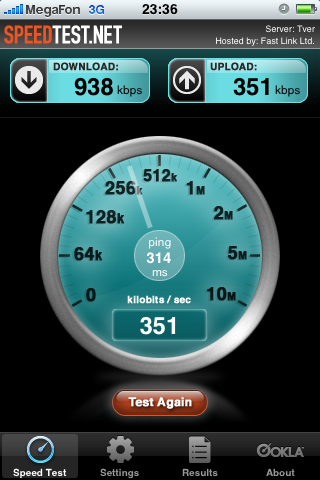 3G Тверь speedtest 1